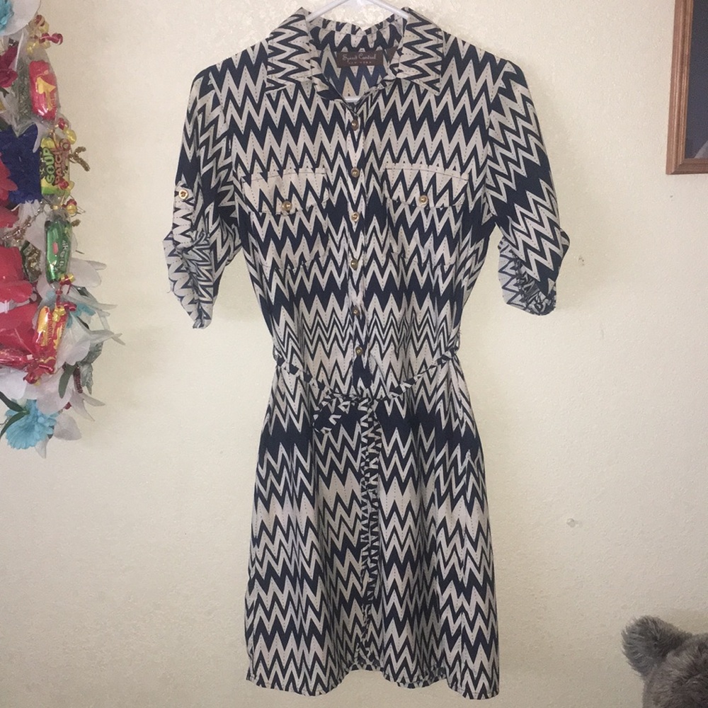 Speed Control Zigzag Shirt Dress